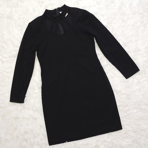 90s Marnie West Black Cut Out Choker Dress Size 13 - Picture 2 of 12